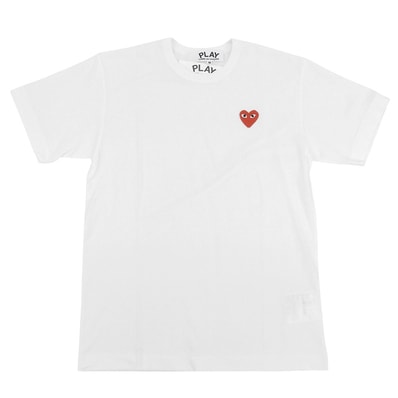プレイコムデギャルソン 未使用 コットン Tシャツ トップス メンズ ホワイト×レッド M AZ-T108 M
