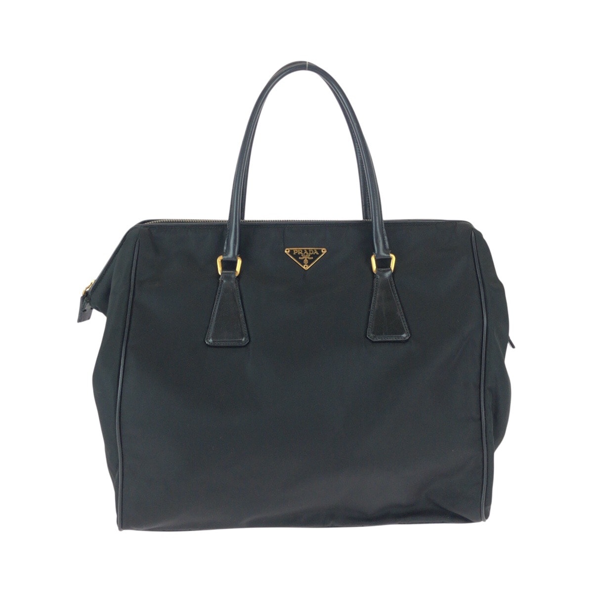 美品 PRADA プラダ テスート 三角ロゴプレート ブラック 黒 ゴールド金具 ナイロン ショルダーバッグ トートバッグ 600158 【中古】