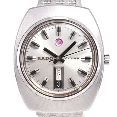 訳あり ラドー RADO 11814 ボイジャー デイデイト シルバー 自動巻き メンズ 腕時計 G#145424