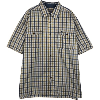 古着 カーハート Carhartt RELAXED FIT チェック柄 レギュラーカラー フラップポケット ボックスシャツ半袖 ワークシャツ メンズXL相当/eaa641216