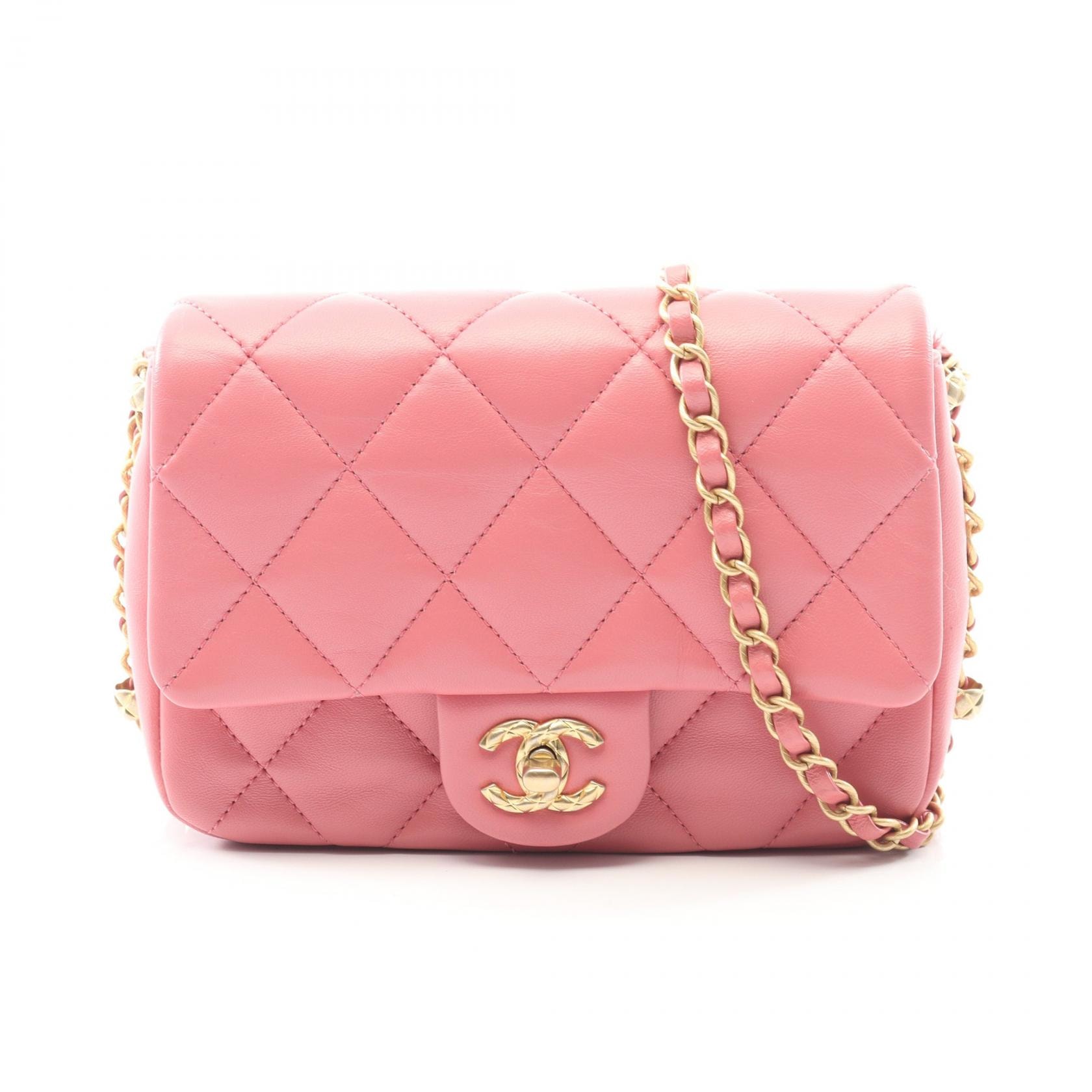 シャネル CHANEL マトラッセ スモール ショルダーバッグ バッグ ラムスキン(羊革) レディース ピンク系 【中古】