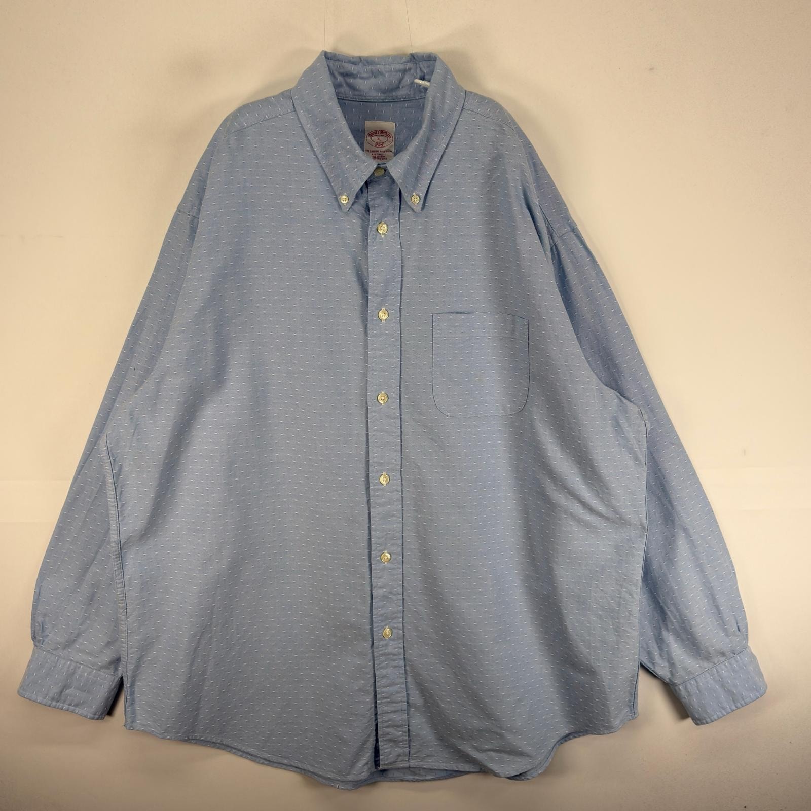 古着 ブルックスブラザーズ Brooks Brothers 長袖シャツ 胸ポケ 346 XL 水色系 ドット メンズ