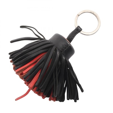 エルメス HERMES カルメン キーホルダー アクセサリー レザー アミョーミロ レディース ブラック系 / レッド系 【中古】