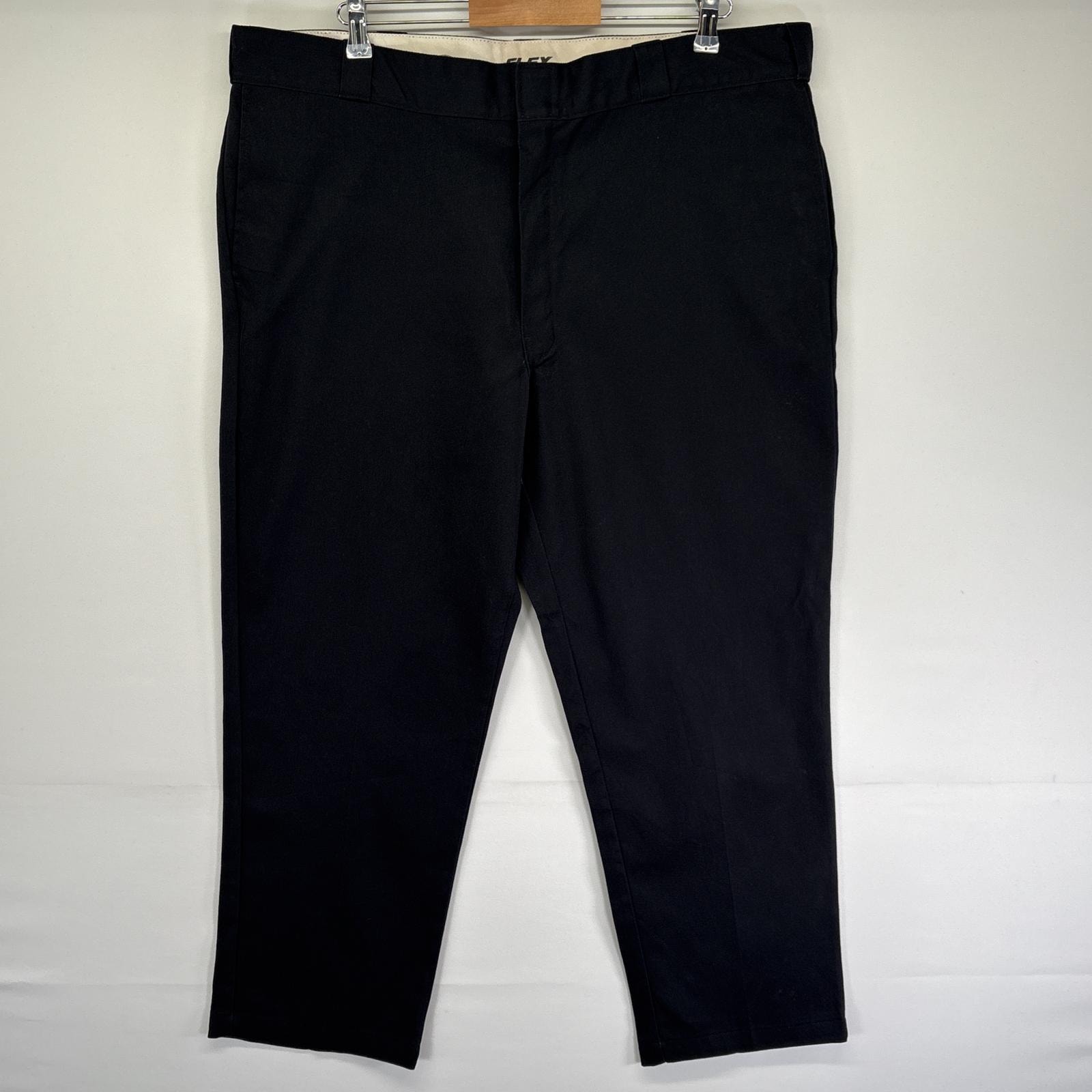 古着 ディッキーズ Dickies ワークパンツ ストレート 874 チノパン ジッパーフライ 作業着 センタープレス w42 L30  ブラック メンズ