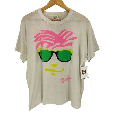 80-90s カナダ製 大判ロゴ プリント クルーネック Tシャツ 袖裾 シングルステッチ【1142386586019】