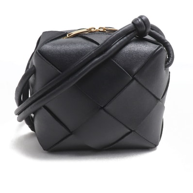 BOTTEGAVENETA ボッテガヴェネタ マキシイントレチャート ミニ カセット カメラバッグ ショルダーバッグ ブラック 701915 VCQC2 レディース【中古】