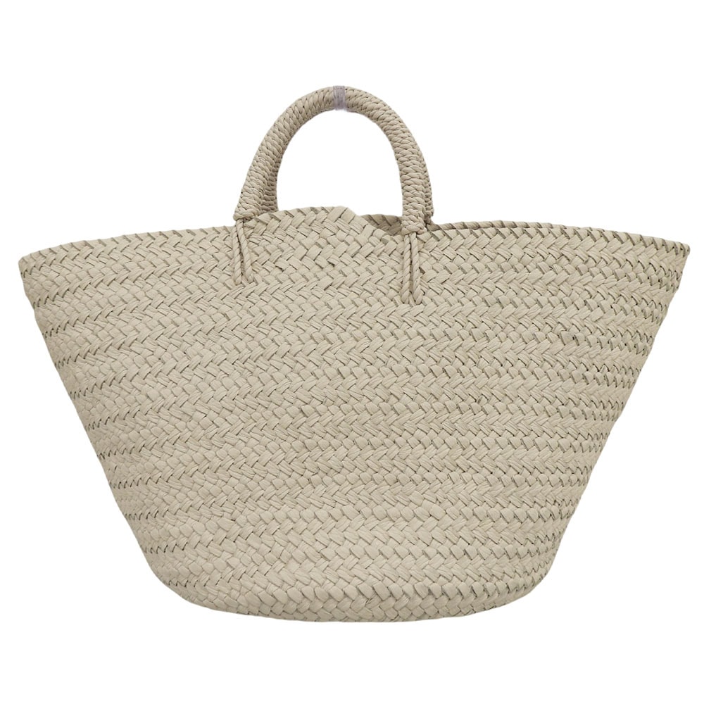 アエタ 美品 BASKET : M レザー 編み込み バスケットバッグ ハンドバッグ レディース アイボリー KG02