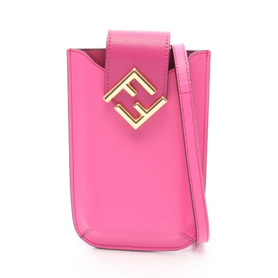 フェンディ FENDI FFダイヤモンド フォンポーチ ショルダーバッグ バッグ レザー レディース ピンク系 7AS188 【中古】