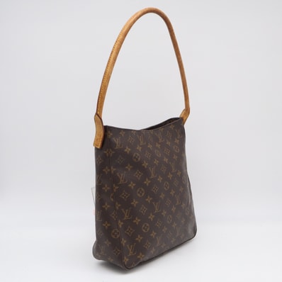 LOUIS VUITTON ルイ・ヴィトン モノグラム ルーピングGM M51145 ハンドバッグ ブラウン コーティングキャンバス レザー レディース