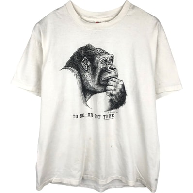 古着 90年代 ヘインズ Hanes HEAVYWEIGHT ゴリラ柄 アニマルTシャツ USA製 メンズXL相当 ヴィンテージ/eaa679955