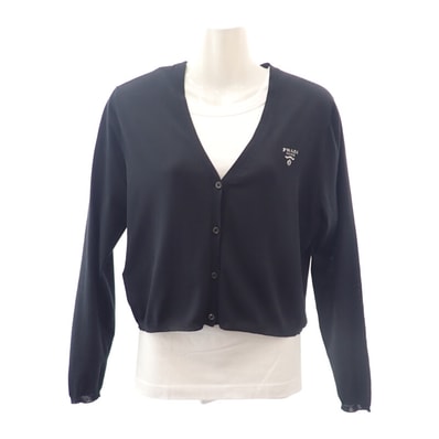 プラダ PRADA シルク 44 カーディガン シルク コットン ポリエステル ブラック レディース【中古】【Aランク】