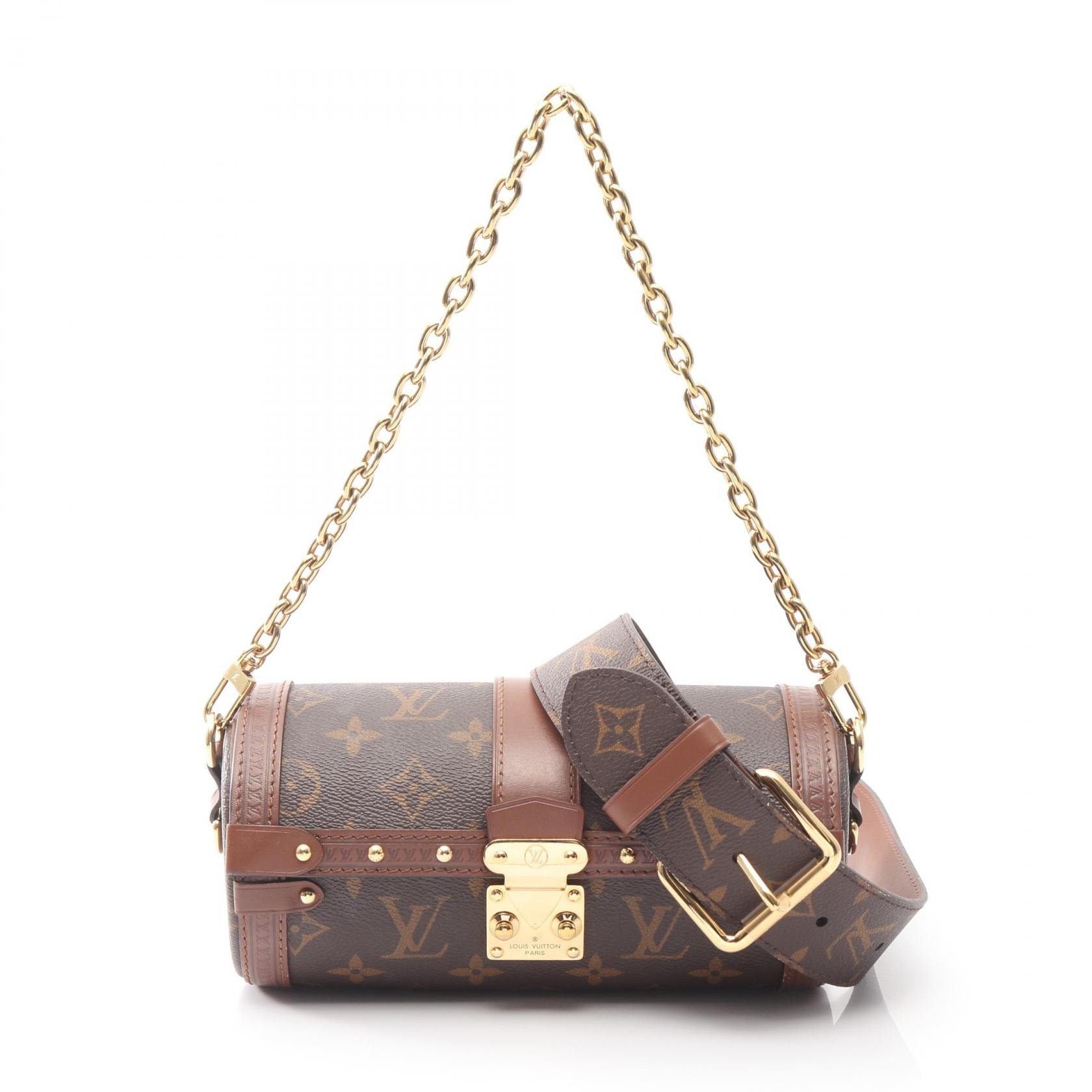 ルイ・ヴィトン LOUIS VUITTON パピヨン トランク ハンドバッグ バッグ PVCコーティングキャンバス レザー モノグラム レディース ブラウン系 M57835 【中古】