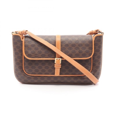 セリーヌ CELINE マカダム ショルダーバッグ バッグ PVCコーティングキャンバス レザー レディース ブラウン系 / ベージュ系 【中古】