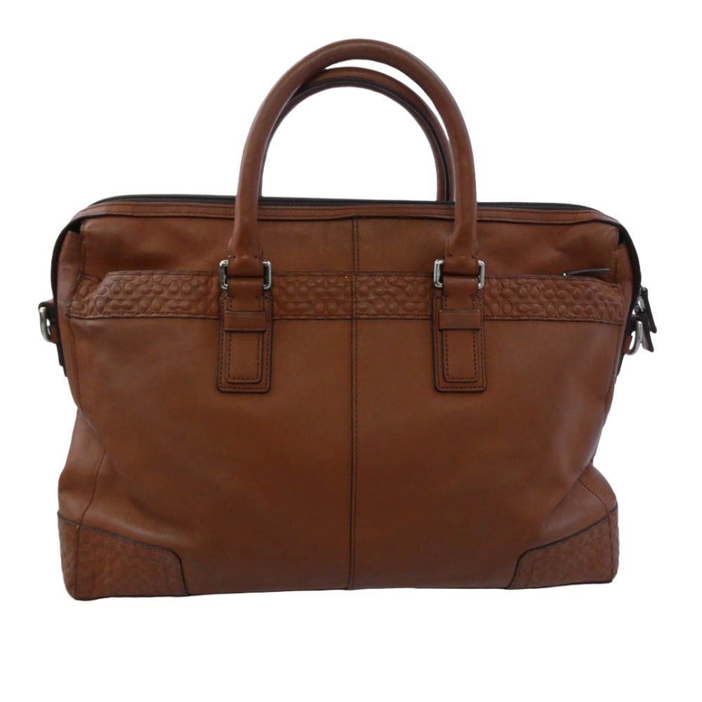COACH コーチ ビジネスバッグ F70454 グラム レザー シグネチャー ビジネスバッグ ブリーフケース ブラウン系【中古】