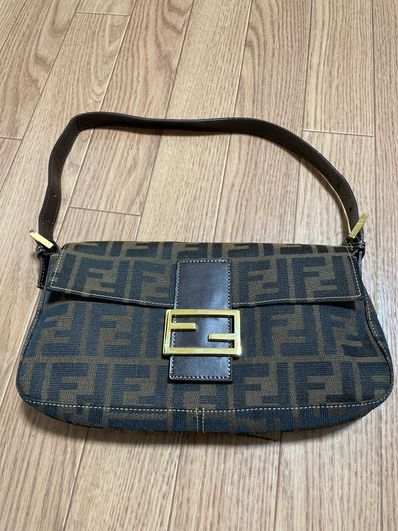 FENDI Zucca Mama Baguette Canvas Semi Shoulder Bag "Brown"