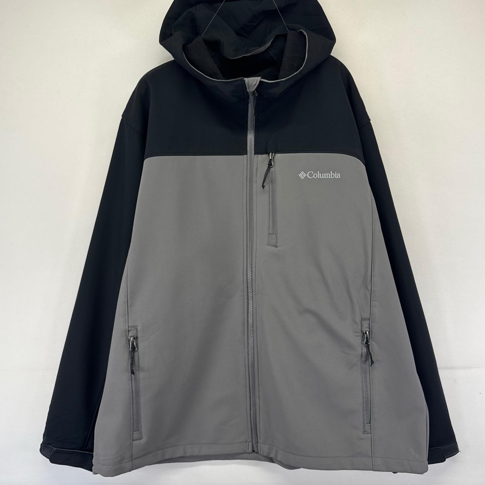 古着 コロンビア Columbia ジャケット ツートンカラー ワンポイント シェルジャケット パーカー 大きいサイズ 2XL ブラック系 メンズ