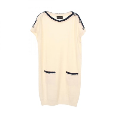 シャネル CHANEL ココマークボタン ワンピース 衣料品 トップス ウール レディース ホワイト系 / ネイビー系 【中古】