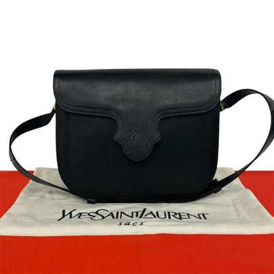 YVES SAINT LAURENT イヴ・サンローラン YSL ロゴ レザー ショルダーバッグ ブラック
41511