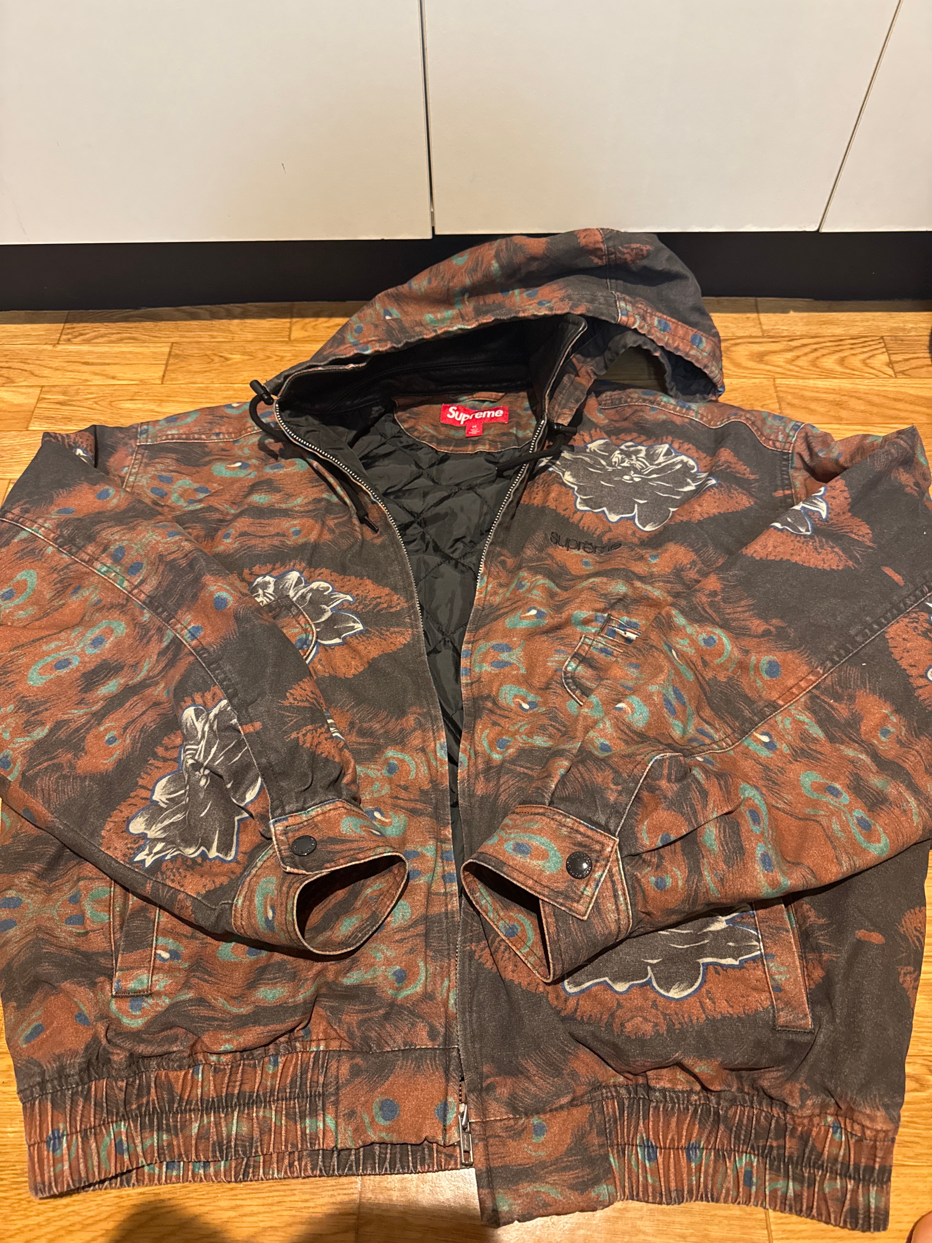 Supreme Leather Collar Utility Jacket "Peacock"