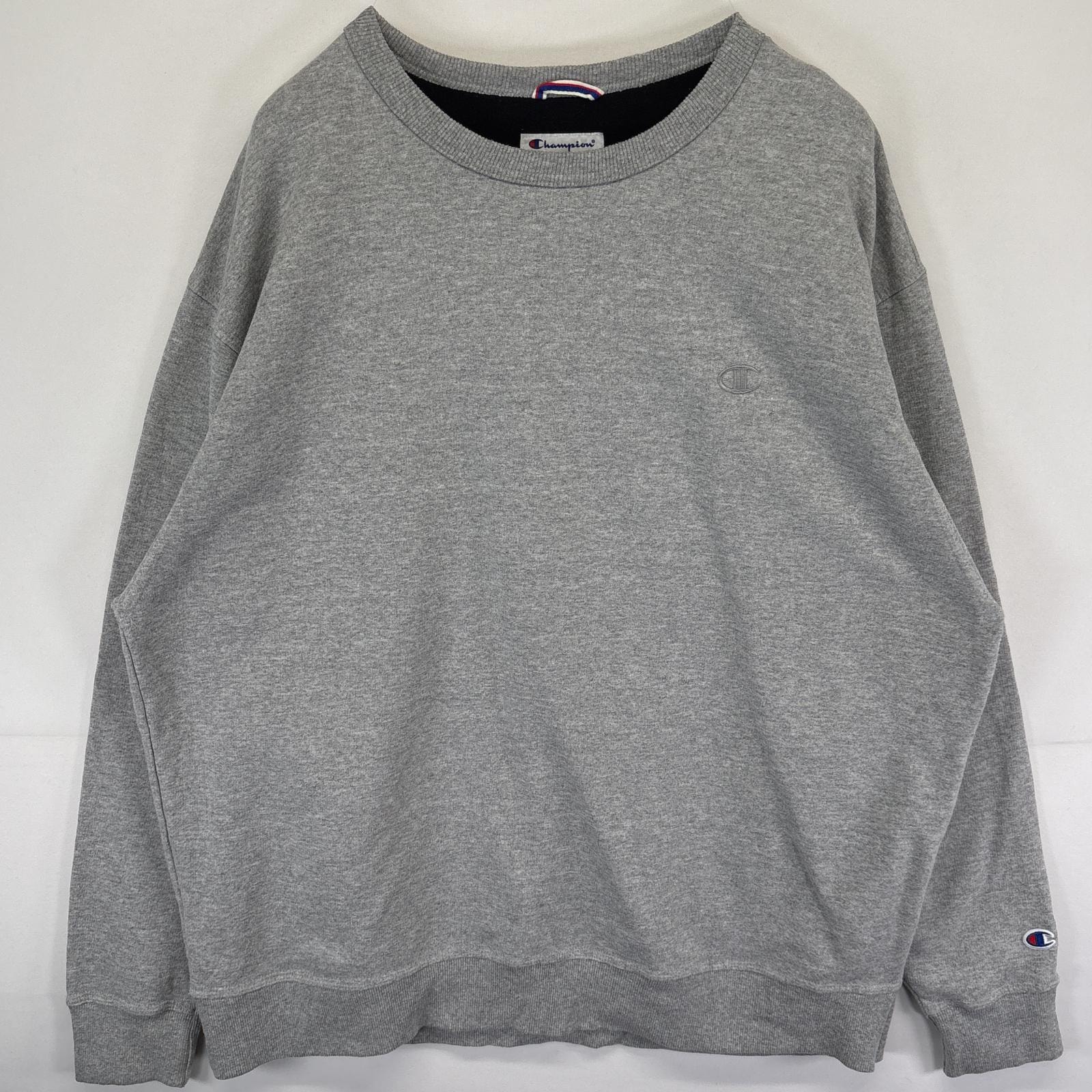 古着 チャンピオン Champion スウェット トレーナー ワンポイントロゴ クルーネック プルオーバー 大きいサイズ 2XL グレー メンズ