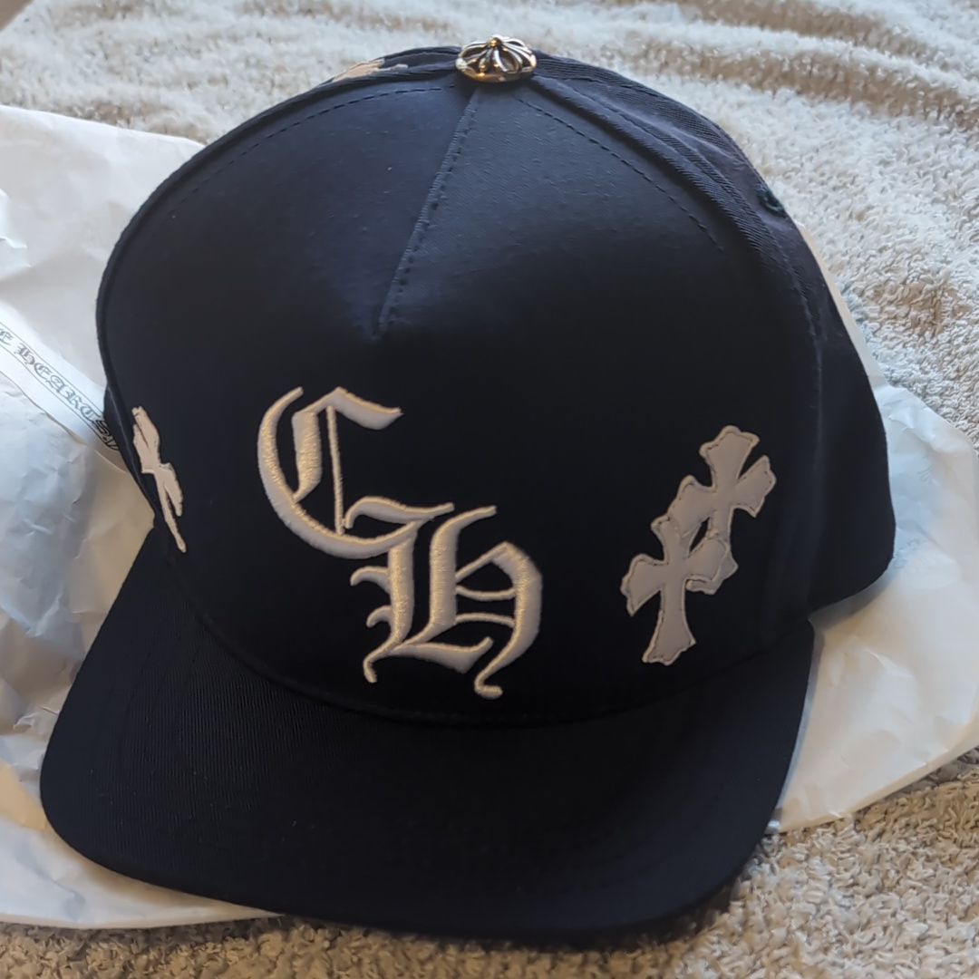 Chrome Hearts CH Hat Cross Patch Baseball Cap "Blue/White"