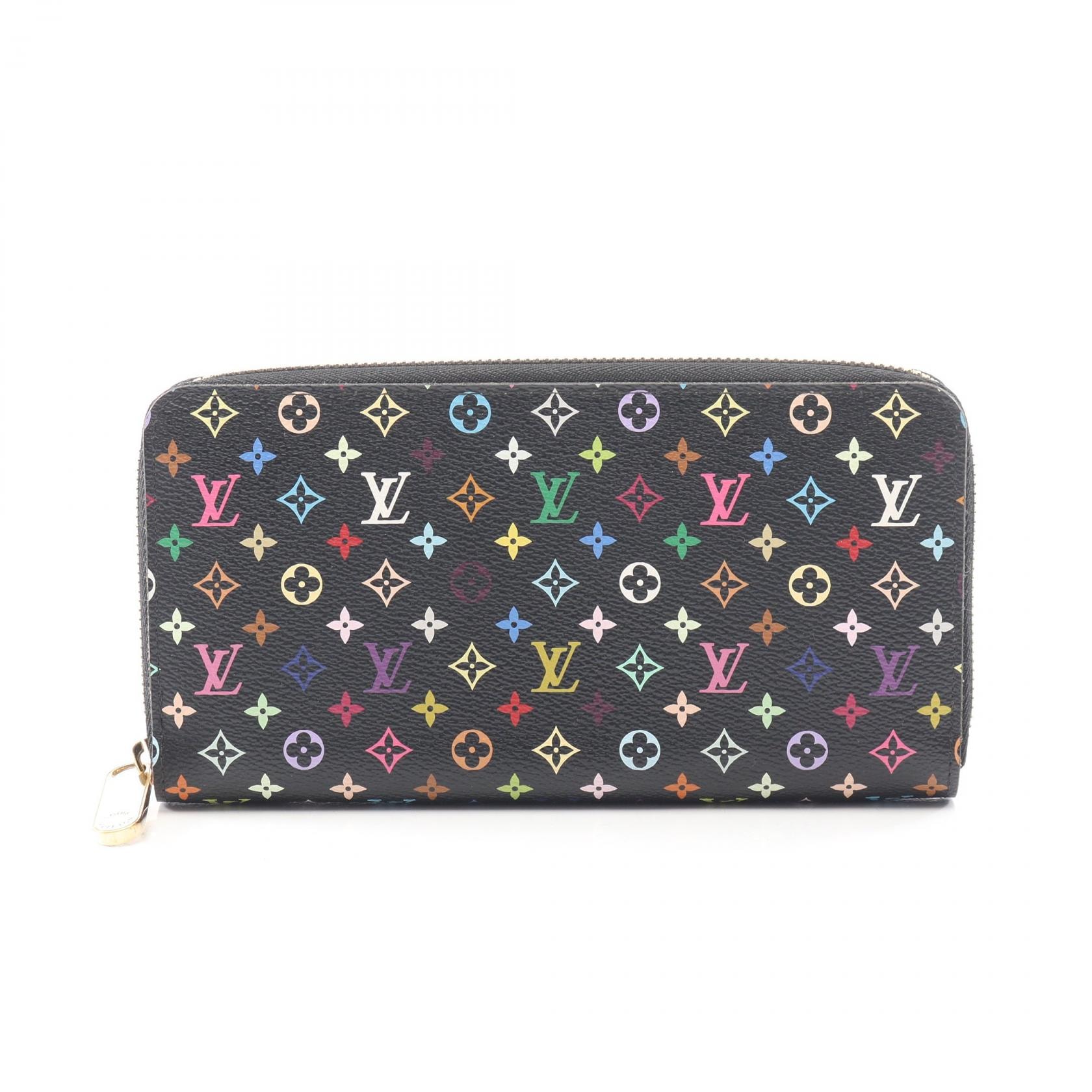 ルイ・ヴィトン LOUIS VUITTON ジッピーウォレット ラウンド長財布 財布 キャンバス PVC モノグラム・マルチカラー ノワール ピスタッシュ レディース ブラック系 / マルチカラー M60244 【中古】