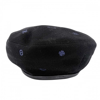 HERMES エルメス ベレー帽 サントノーレチャーム 帽子 ファッションアイテム 57サイズ H212010N カシミヤ ネイビー 紺 レディース【中古品】