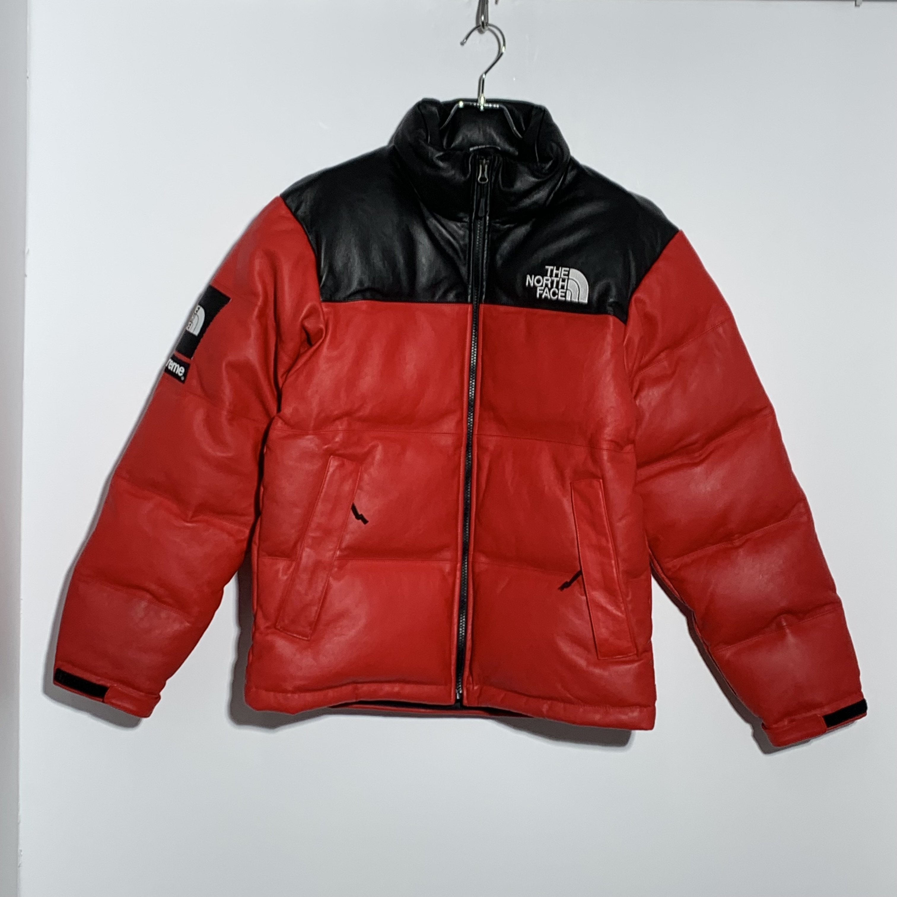 Supreme x The North Face Leather Nuptse Jacket "Red"