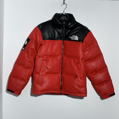 Supreme x The North Face Leather Nuptse Jacket "Red"
