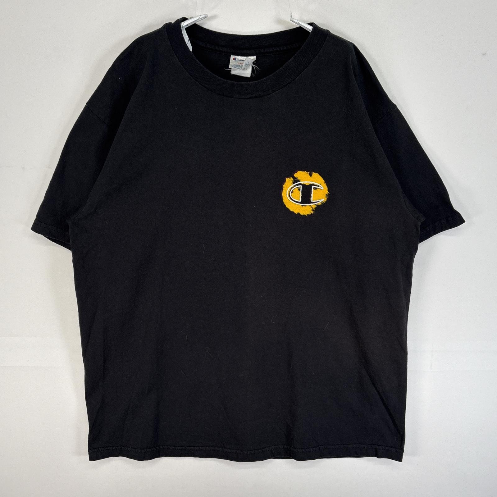 古着 チャンピオン Champion 半袖Tシャツ 両面プリント ロゴ 肉厚 L  ブラック メンズ