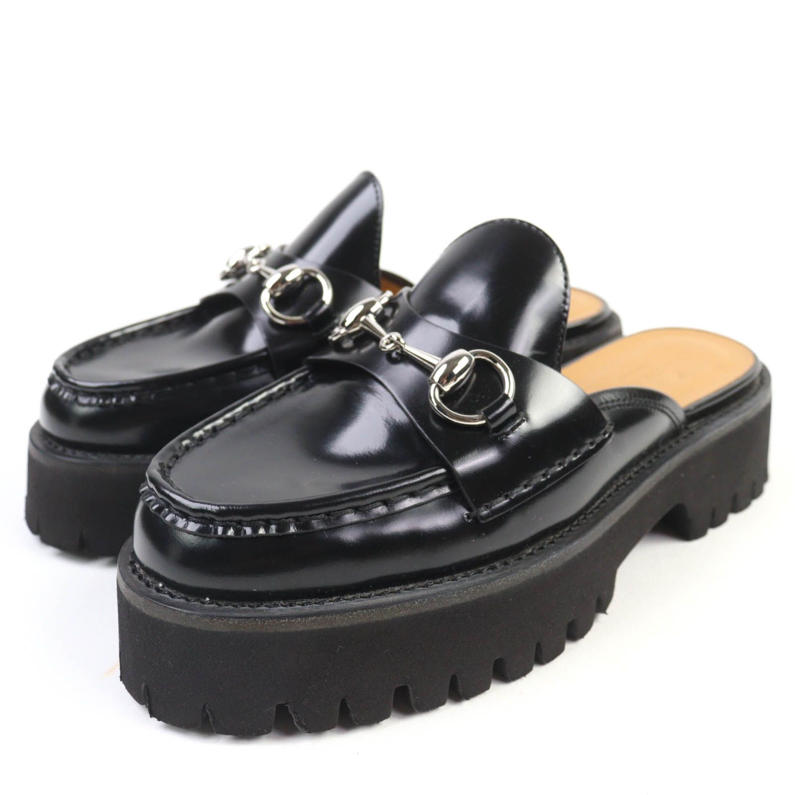 グッチ　ミュール　中古 GUCCI - グッチ GUCCI サンダル ミュール ヒール ロゴ柄 ラバー