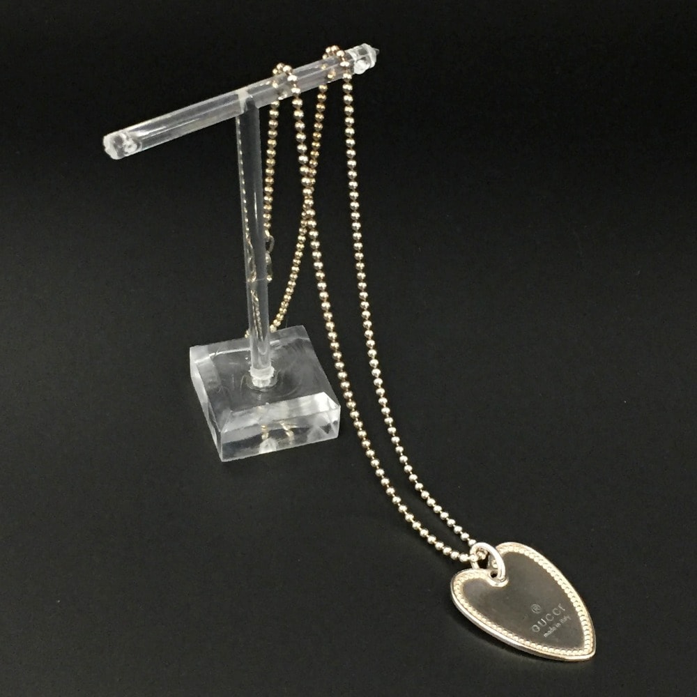 ☆☆GUCCI グッチ ロゴ ハートプレート ネックレス シルバー SV925 ペンダント