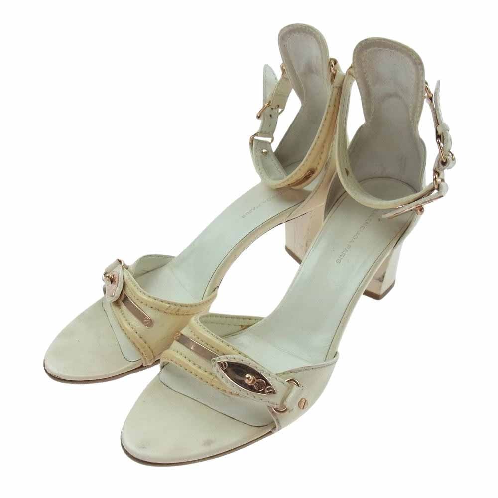 BALENCIAGA バレンシアガ サンダル レザー ベルト ヒール サンダル ベージュ系 37【中古】