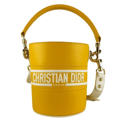 クリスチャンディオール Christian Dior ショルダーバッグ ハンドバッグ ヴァイブ バケット レザー イエロー/ホワイト レディース【中古】 z10321