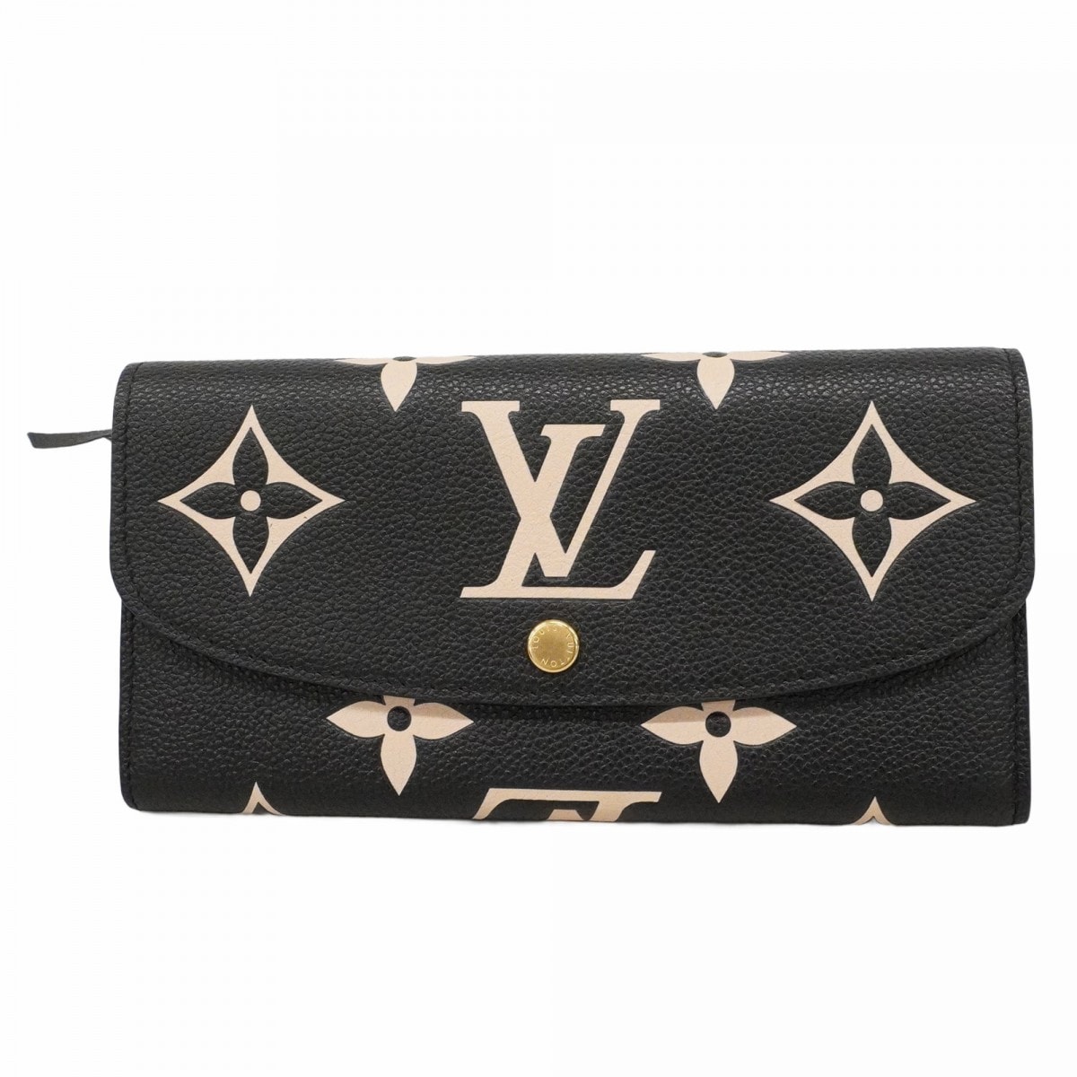 【6dd5221】ルイヴィトン 長財布 モノグラム・アンプラント ポルトフォイユエミリー M83138 ブラック ベージュ【中古】レディース