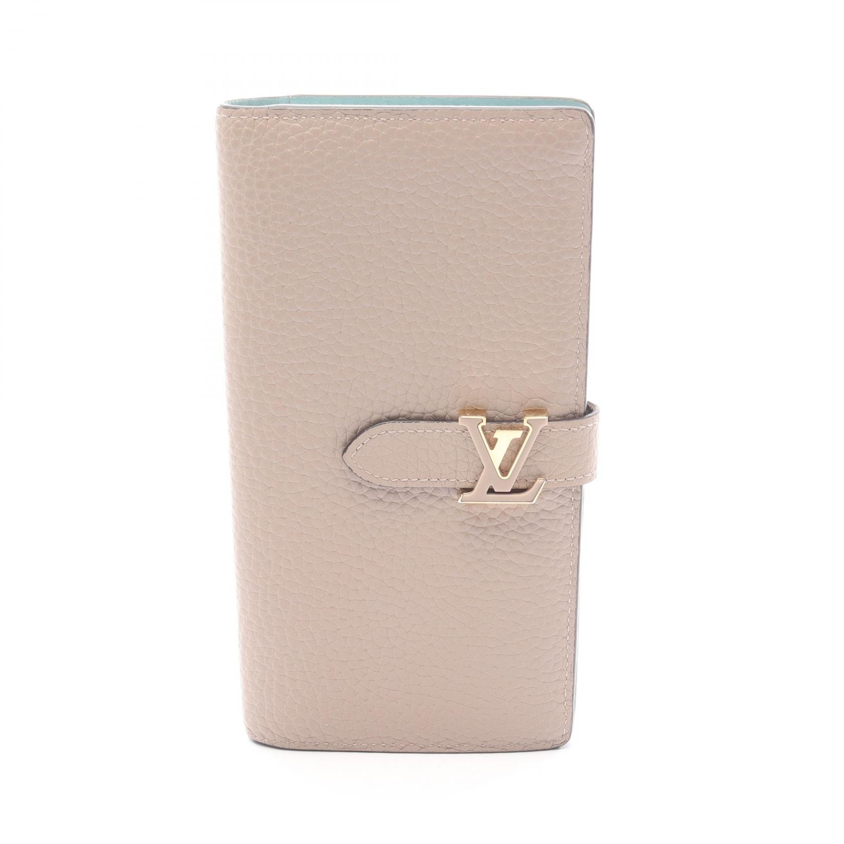ルイ・ヴィトン LOUIS VUITTON LVヴェルティカル ウォレット 二つ折り長財布 財布 レザー ガレ レディース ベージュ系 M81367 【中古】