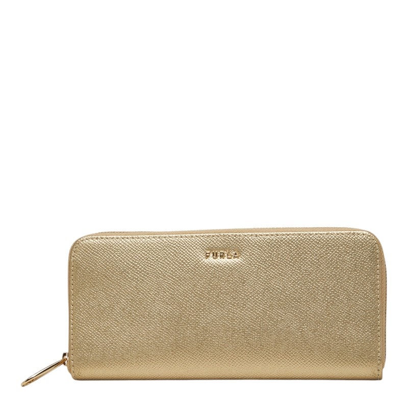 フルラ バビロン ラウンドファスナー 長財布 ゴールド レザー レディース Furla 【中古】