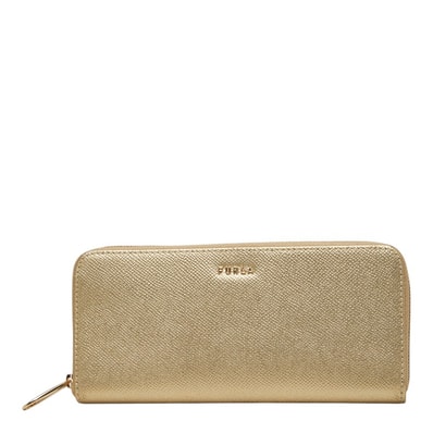 フルラ バビロン ラウンドファスナー 長財布 ゴールド レザー レディース Furla 【中古】