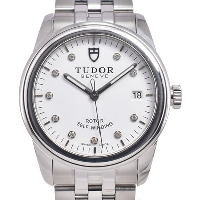 チューダー TUDOR 55000 グラマーデイト 10P ダイヤモンド デイト ホワイト 自動巻き メンズ 美品 腕時計 I#150091