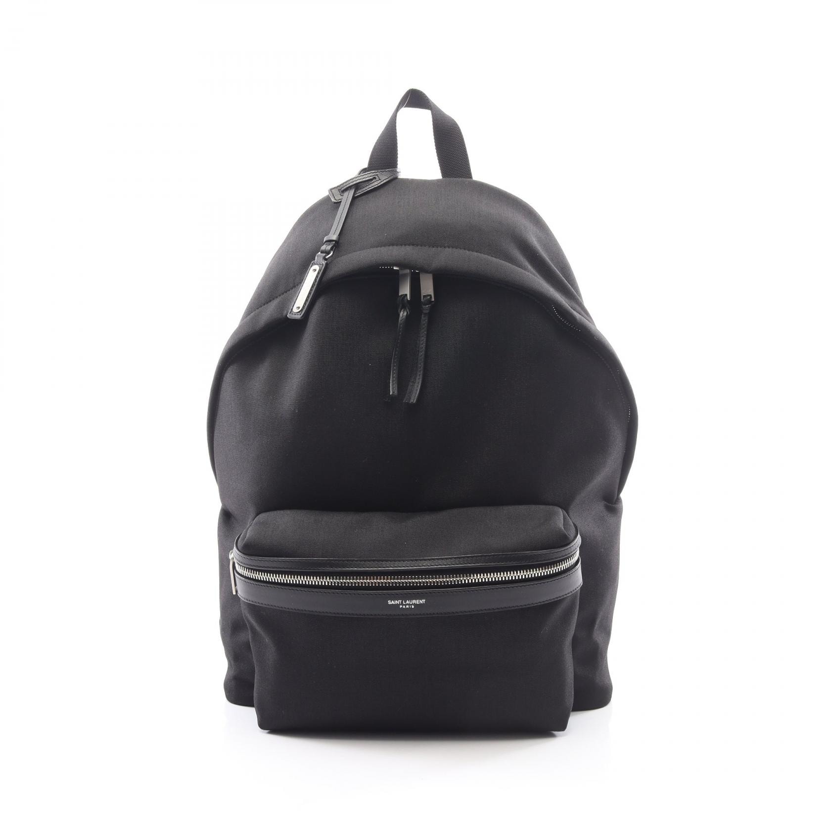 サンローランパリ SAINT LAURENT PARIS シティ リュックサック バックパック バッグ キャンバス レザー メンズ レディース ブラック系 534967GIV3F1000 【中古】