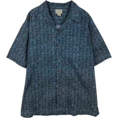 古着 エルエルビーン L.L.Bean 総柄 半袖 オープンカラー コットンシャツ メンズL相当/eaa478045