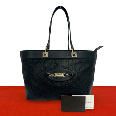 GUCCI グッチ シマ ロゴ 金具 レザー トートバッグ ブラック
28589