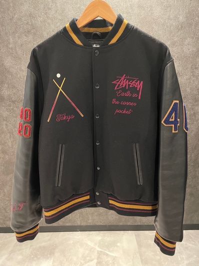 Stussy 40TH ANNIVERSARY IST VARSITY JACKET "Black"