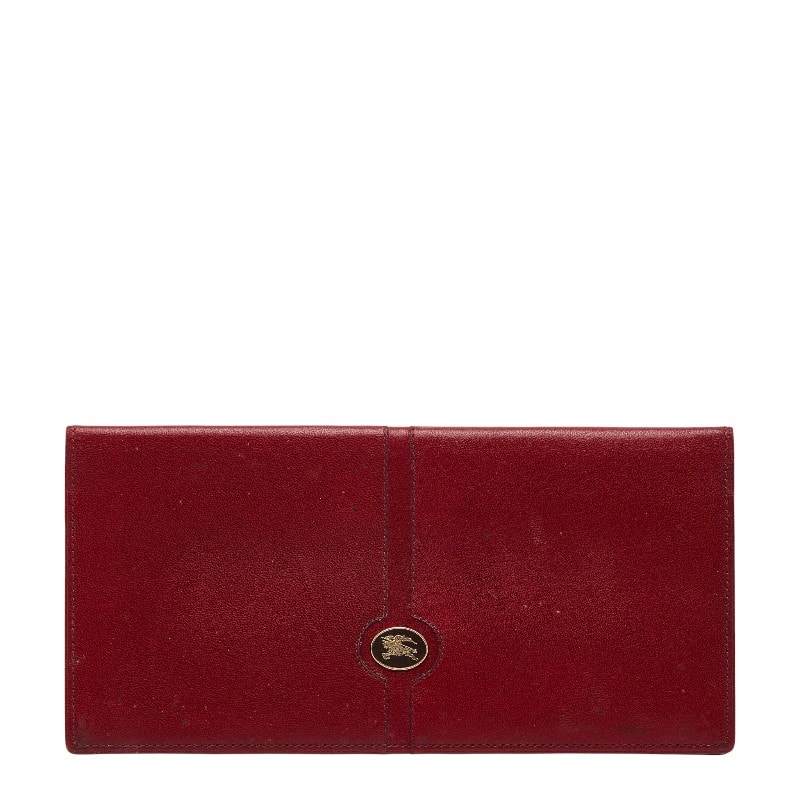 バーバリー ノバチェック 二つ折り財布 札入れ レッド レザー レディース BURBERRY 【中古】