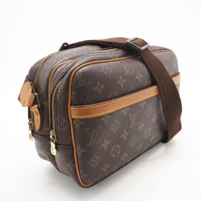 LOUIS VUITTON ルイ・ヴィトン モノグラム リポーターPM M45254 ハンドバッグ ブラウン コーティングキャンバス レザー レディース