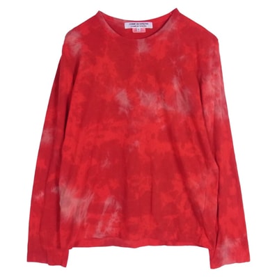 COMME des GARCONS コムデギャルソン カットソー RA-T032 コムコム タイダイ 長袖 Tシャツ ロングスリーブ カットソー レッド系 L【中古】