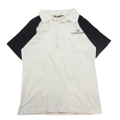 TENDERLOIN テンダーロイン ポロシャツ フロント ロゴ 半袖 ポロ シャツ ツートンカラー ブラック系 ホワイト系 XS【中古】