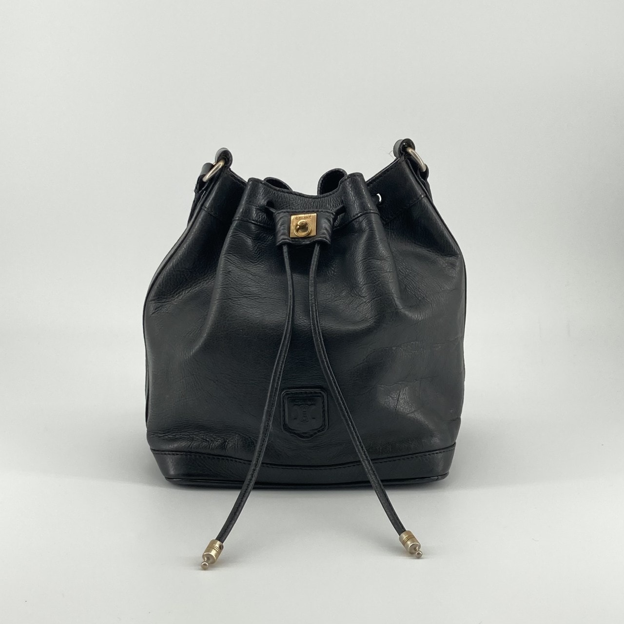 CELINE(セリーヌ) トリオンフ レザー巾着 ショルダーバッグ ブラック