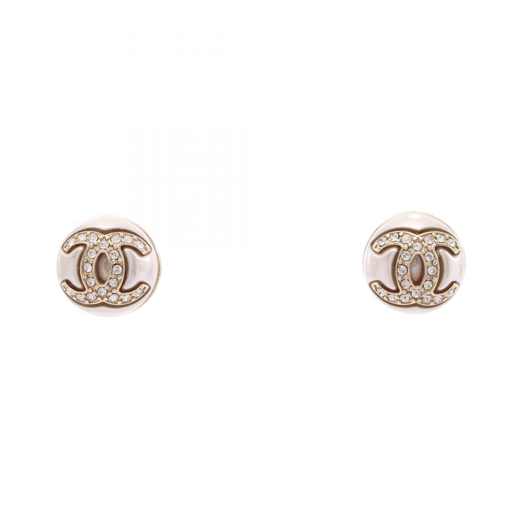 シャネル CHANEL I22S ココマーク ピアス ジュエリー GP(ゴールドメッキ) フェイクパール / ラインストーン レディース ホワイト系 / ゴールド系 / クリア系 【中古】