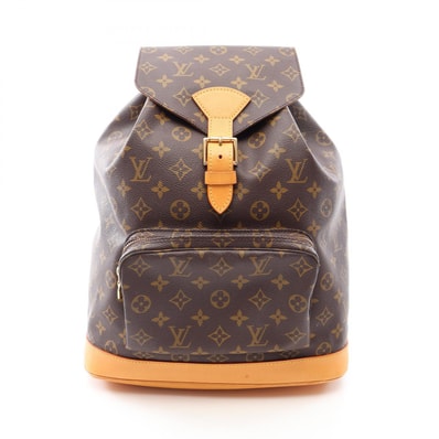 ルイ・ヴィトン LOUIS VUITTON モンスリGM リュックサック バックパック バッグ PVCコーティングキャンバス レザー モノグラム レディース ブラウン系 M51135 【中古】
